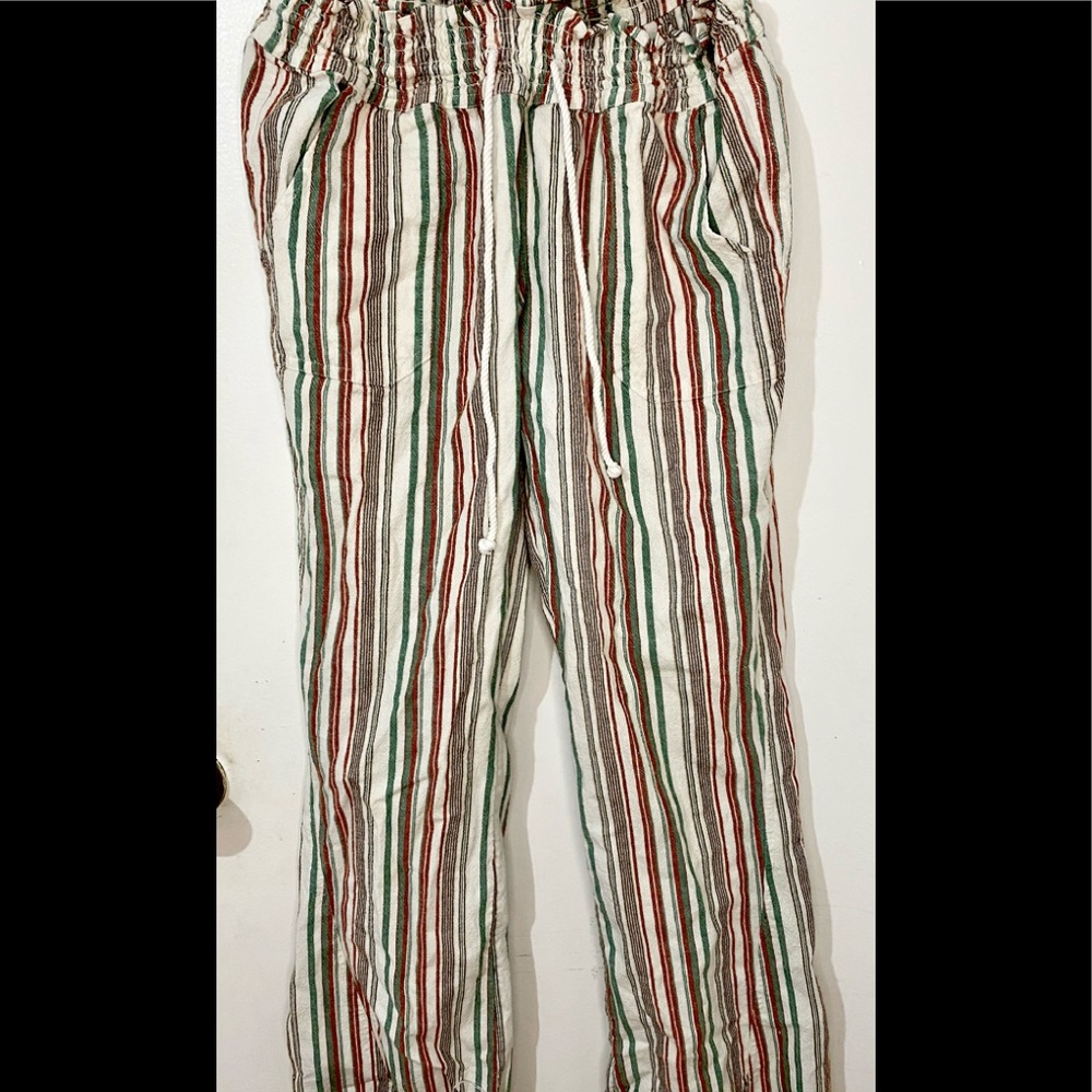 Roxy Oceanside Flared Pants Pink Size M - 85% Cotton, 15% Linen